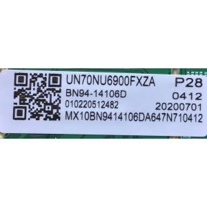 KIT DE TARJETAS PARA TV SAMSUNG / MAIN BN94-14106D / BN41-02662 / FUENTE BN44-01056A / L75S6N_THS / T-CON CV700U1-T01-CB-2 / E3CCBB7000030 / PANEL CY-GN070HGJV1H / MODELO UN70NU6900FXZA GB03 /  UN70NU6070FXZA